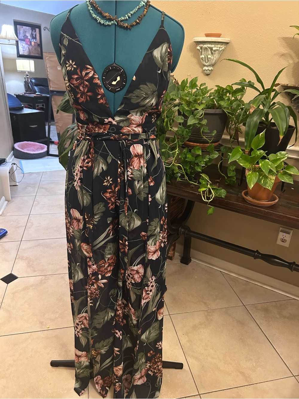 Papaya Navy Floral Jumpsuit with built in shorts